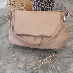 DANIER NUDE LEATHER CROSSBODY CHAIN BAG PURSE